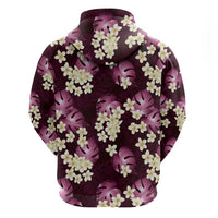 Pink Tropical Hawaii Hoodie Seamless Monstera Plumeria Hawaiian Pattern - Polynesian Pride