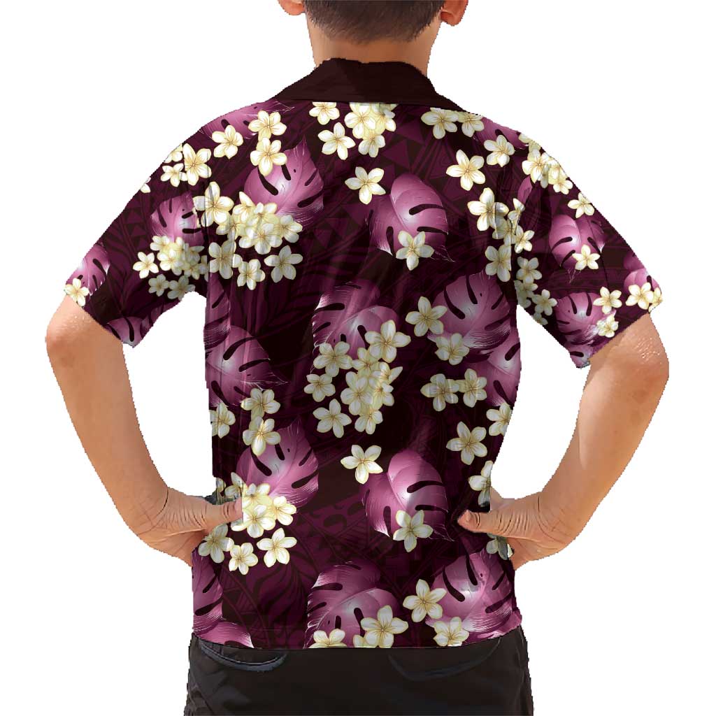 Pink Tropical Hawaii Kid Hawaiian Shirt Seamless Monstera Plumeria Hawaiian Pattern - Polynesian Pride