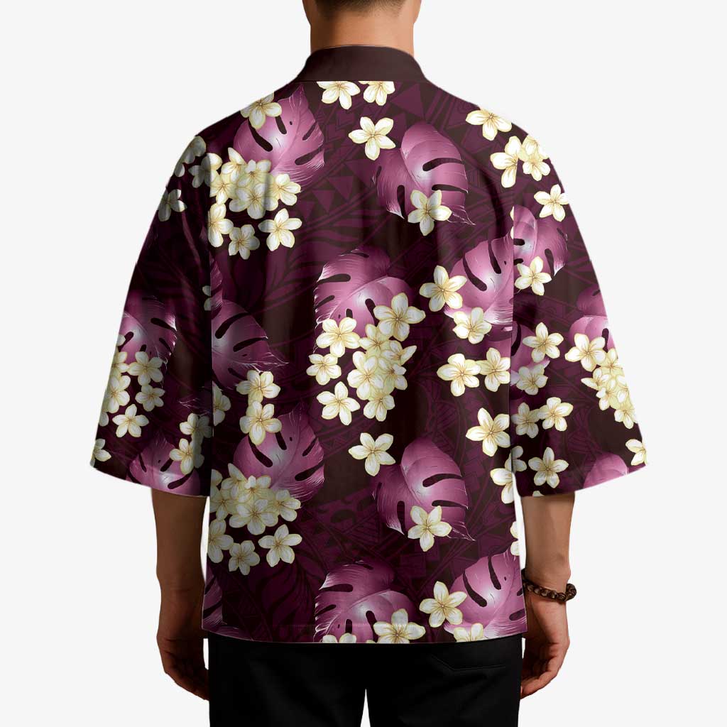 Pink Tropical Hawaii Kimono Seamless Monstera Plumeria Hawaiian Pattern - Polynesian Pride