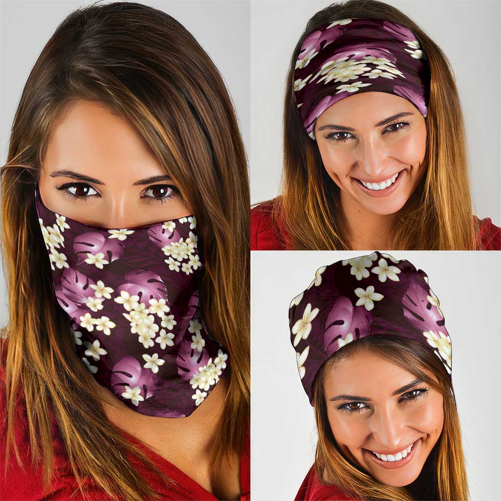 Pink Tropical Hawaii Neck Gaiter Seamless Monstera Plumeria Hawaiian Pattern - Polynesian Pride