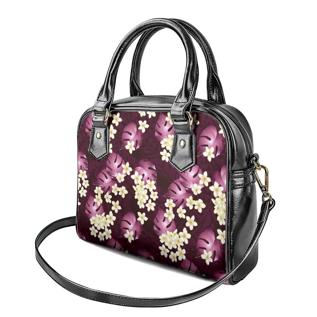 Pink Tropical Hawaii Shoulder Handbag Seamless Monstera Plumeria Hawaiian Pattern - Polynesian Pride