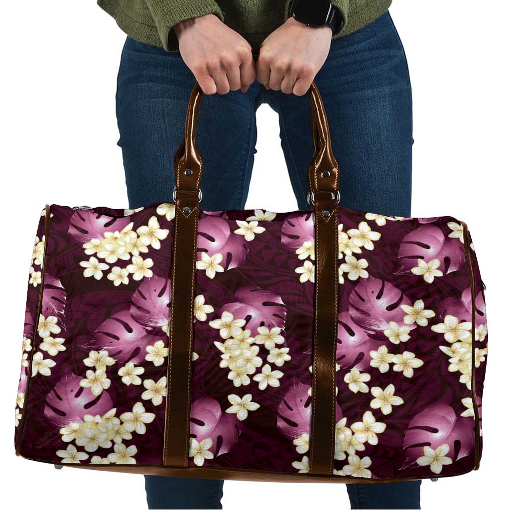 Pink Tropical Hawaii Travel Bag Seamless Monstera Plumeria Hawaiian Pattern - Polynesian Pride