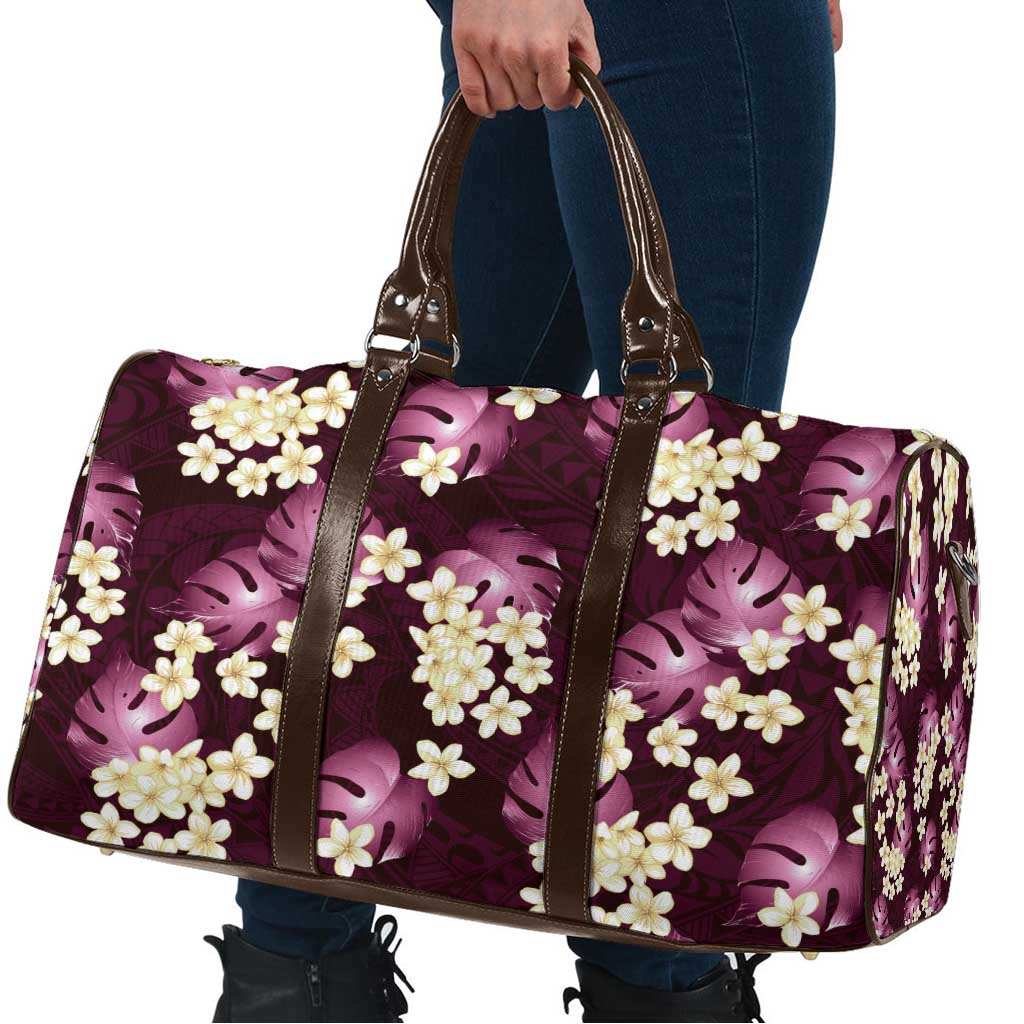 Pink Tropical Hawaii Travel Bag Seamless Monstera Plumeria Hawaiian Pattern - Polynesian Pride