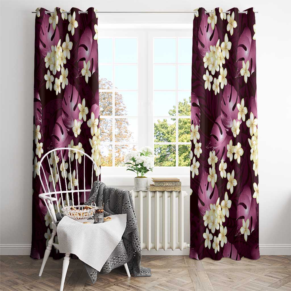 Pink Tropical Hawaii Window Curtain Seamless Monstera Plumeria Hawaiian Pattern - Polynesian Pride