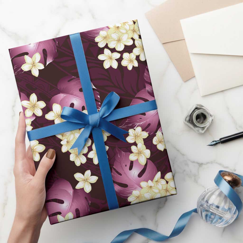Pink Tropical Hawaii Wrapping Paper Seamless Monstera Plumeria Hawaiian Pattern - Polynesian Pride