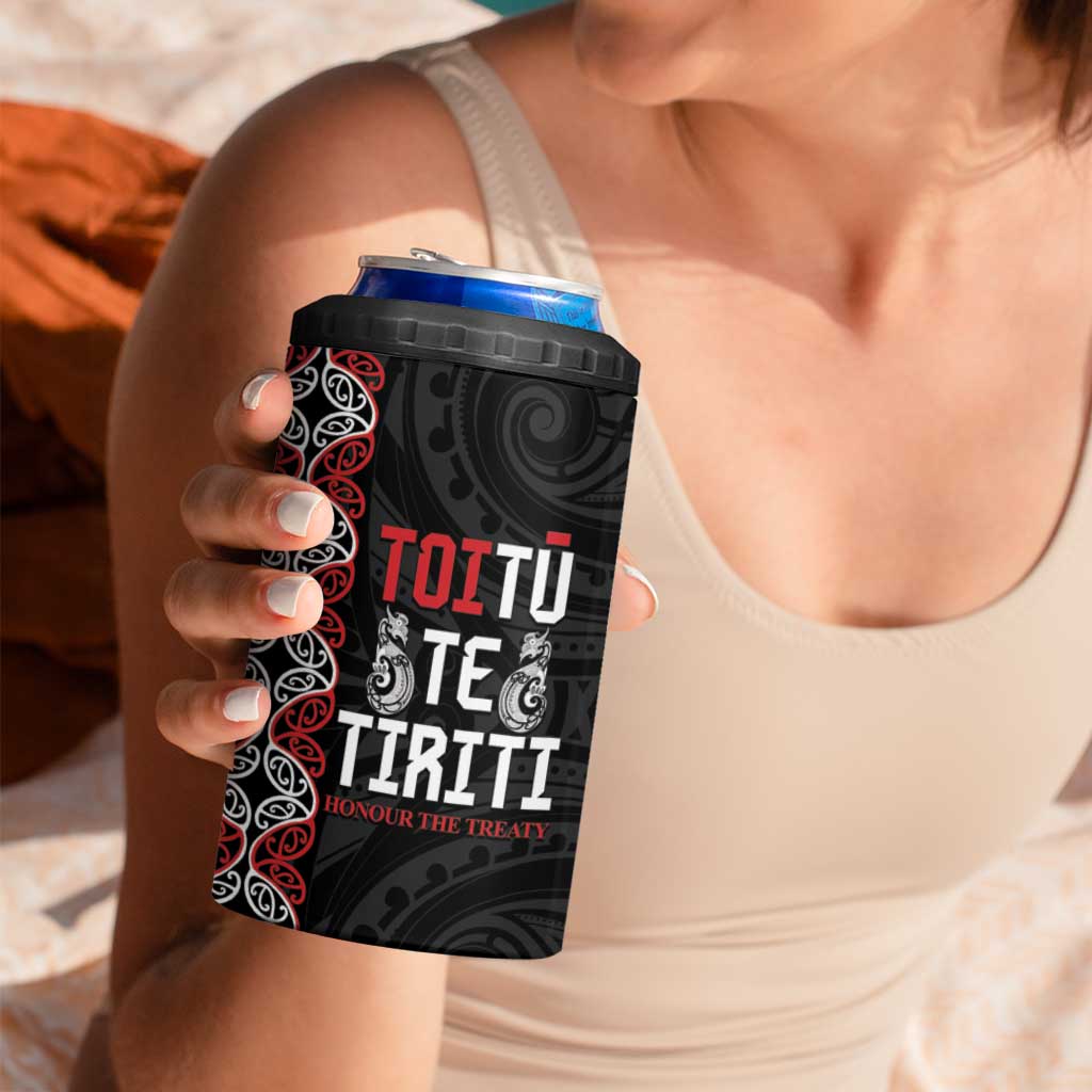 Aotearoa Toitu Te Tiriti 4 in 1 Can Cooler Tumbler Honour The Treaty Maori Haka