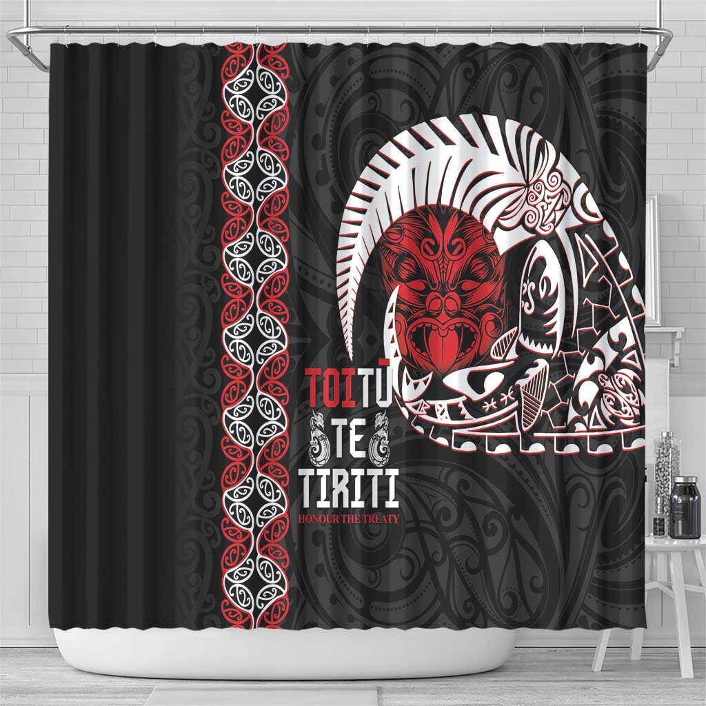 Aotearoa Toitu Te Tiriti Shower Curtain Honour The Treaty Maori Haka