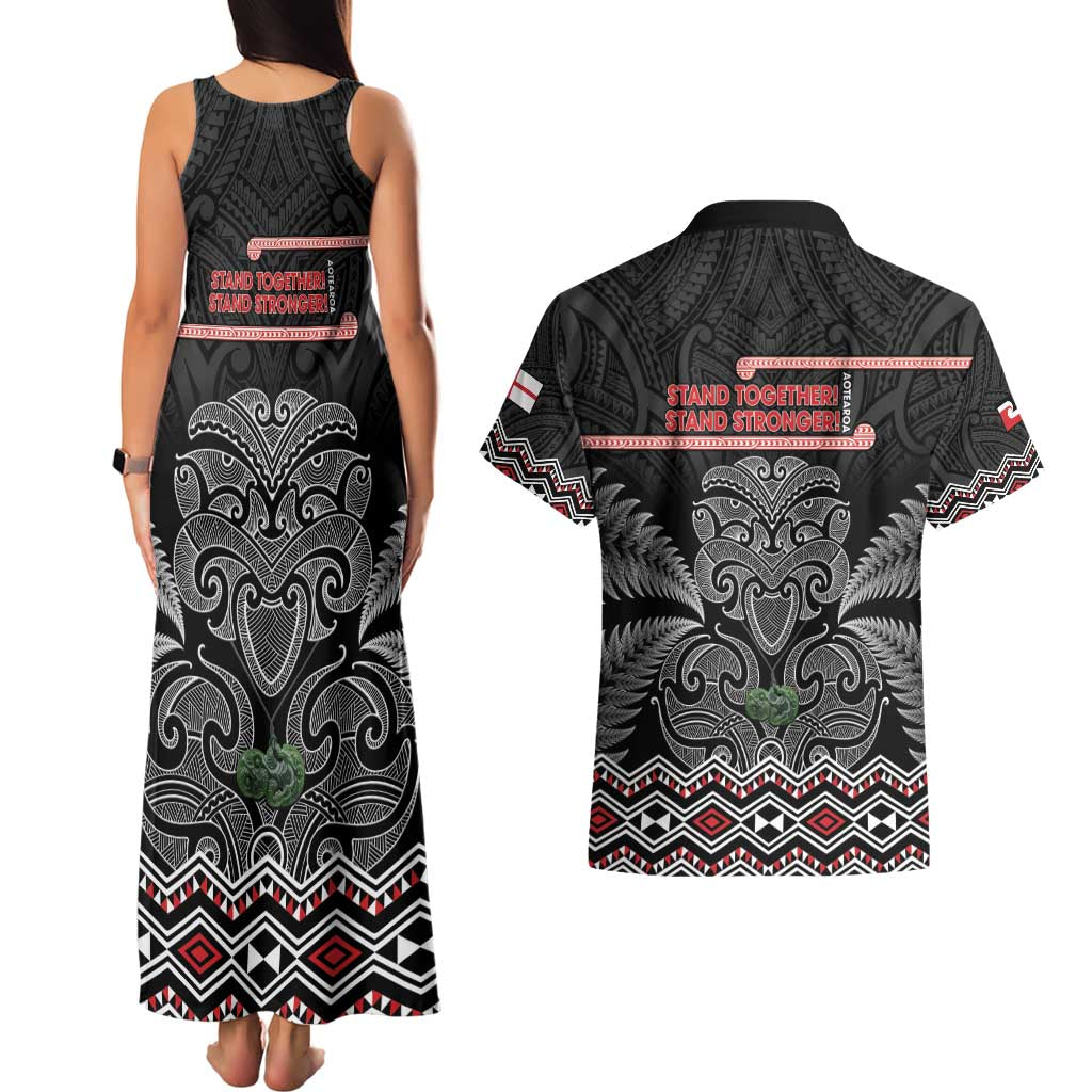 Aotearoa Toitu Te Tiriti Couples Matching Tank Maxi Dress and Hawaiian Shirt Stand Together! Stand Stronger! - NZ Tiki