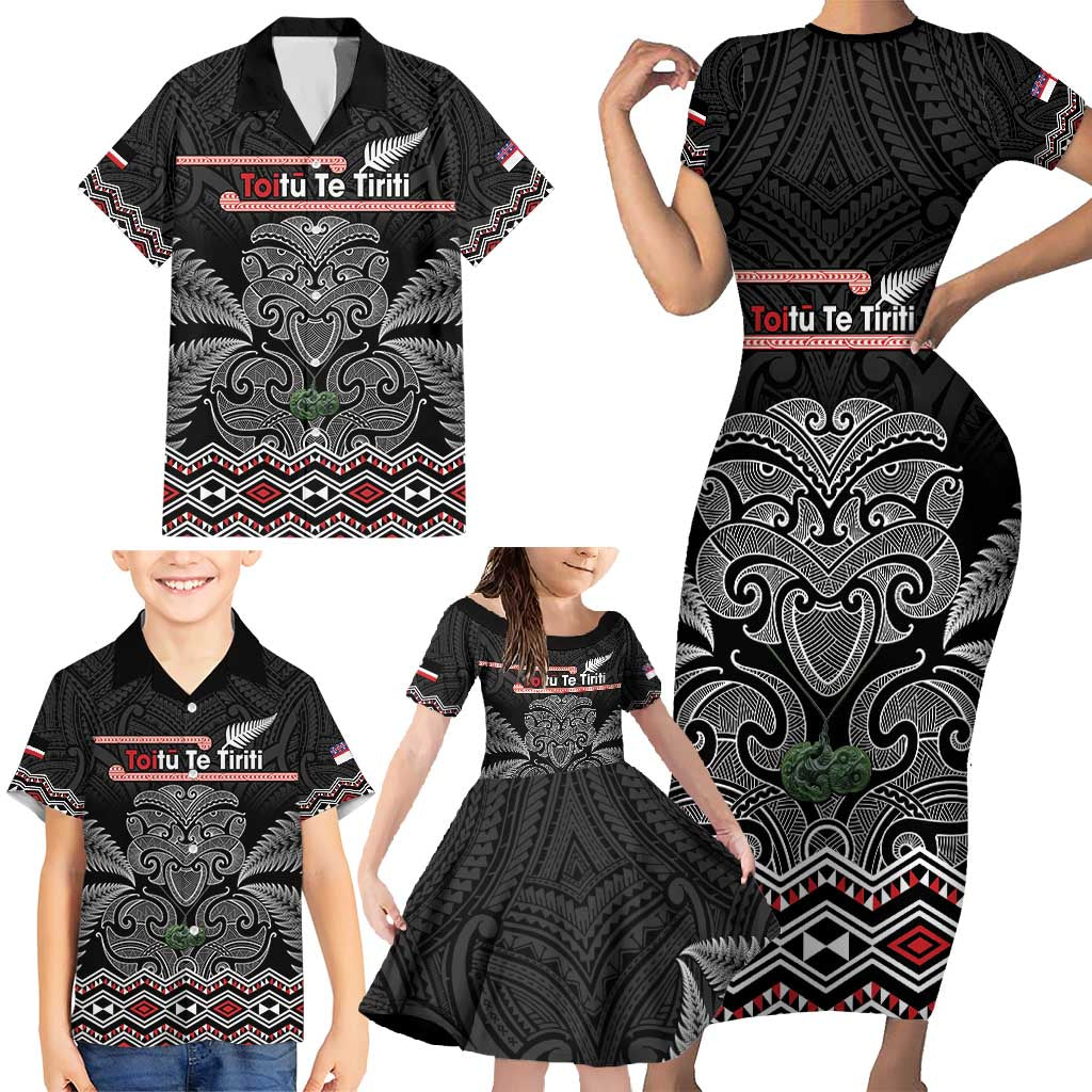 Aotearoa Toitu Te Tiriti Family Matching Short Sleeve Bodycon Dress and Hawaiian Shirt Stand Together! Stand Stronger! - NZ Tiki
