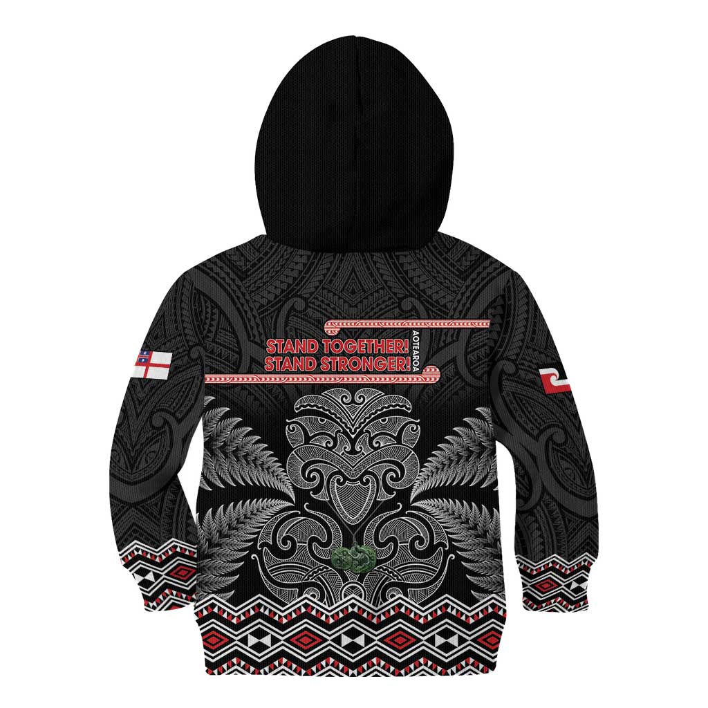 Aotearoa Toitu Te Tiriti Kid Hoodie Stand Together! Stand Stronger! - NZ Tiki LT14 - Polynesian Pride