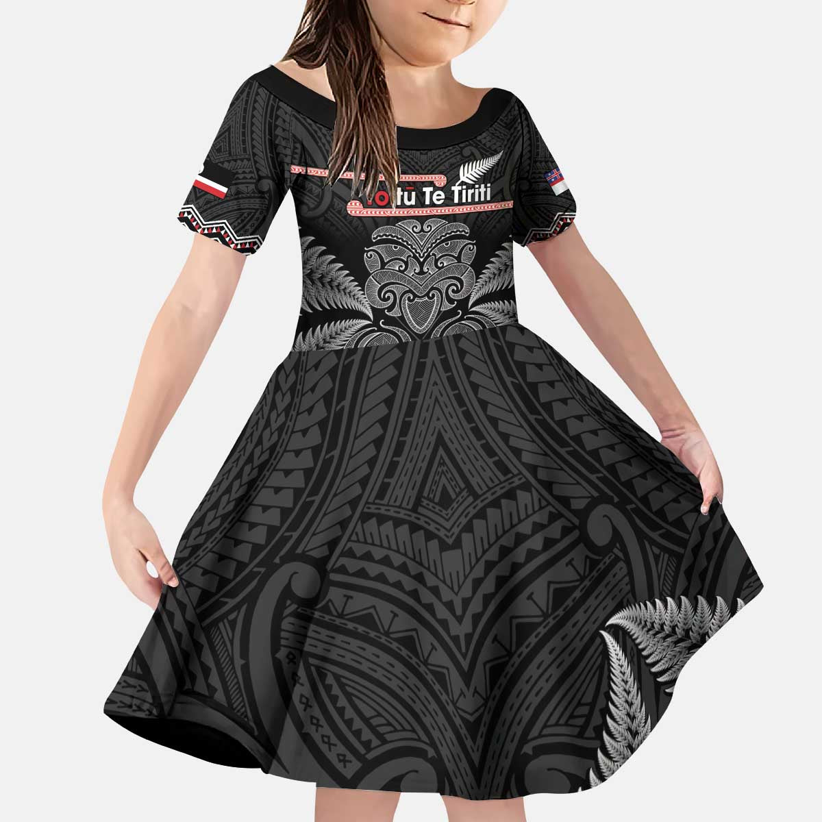 Aotearoa Toitu Te Tiriti Kid Short Sleeve Dress Stand Together! Stand Stronger! - NZ Tiki LT14 KID Black - Polynesian Pride