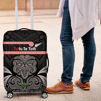 Aotearoa Toitu Te Tiriti Luggage Cover Stand Together! Stand Stronger! - NZ Tiki LT14 Black - Polynesian Pride