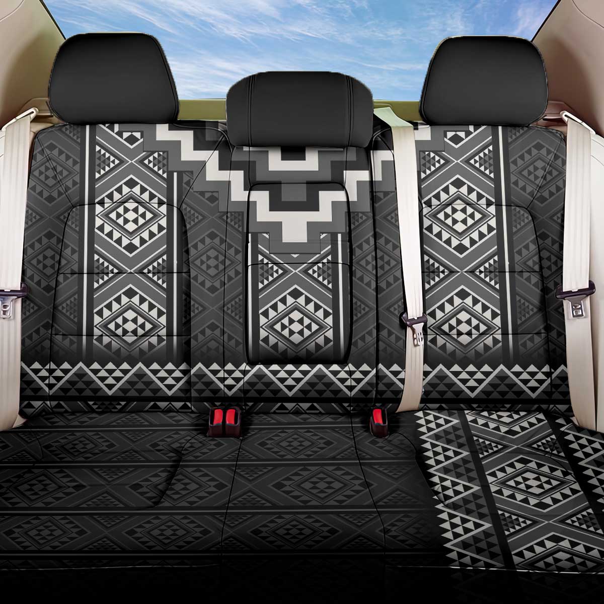 Black Taniko Aotearoa Back Car Seat Cover Niho Taniwha Mix Poutama LT14