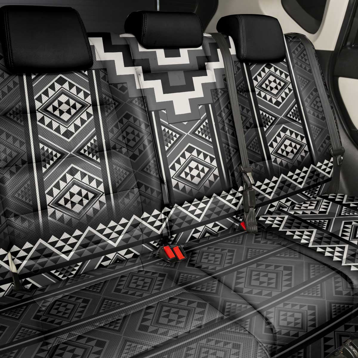 Black Taniko Aotearoa Back Car Seat Cover Niho Taniwha Mix Poutama LT14