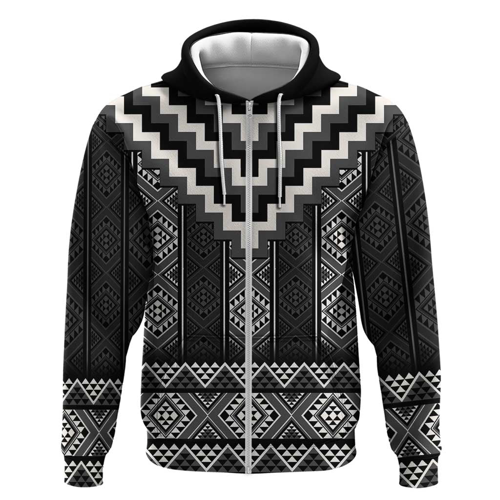 Black Taniko Aotearoa Hoodie Niho Taniwha Mix Poutama LT14