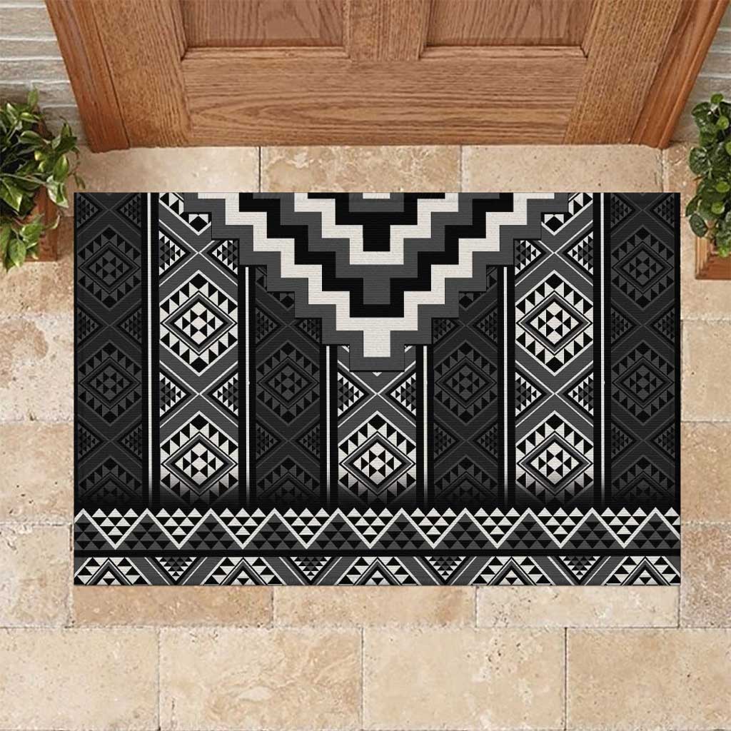 Black Taniko Aotearoa Rubber Doormat Niho Taniwha Mix Poutama LT14