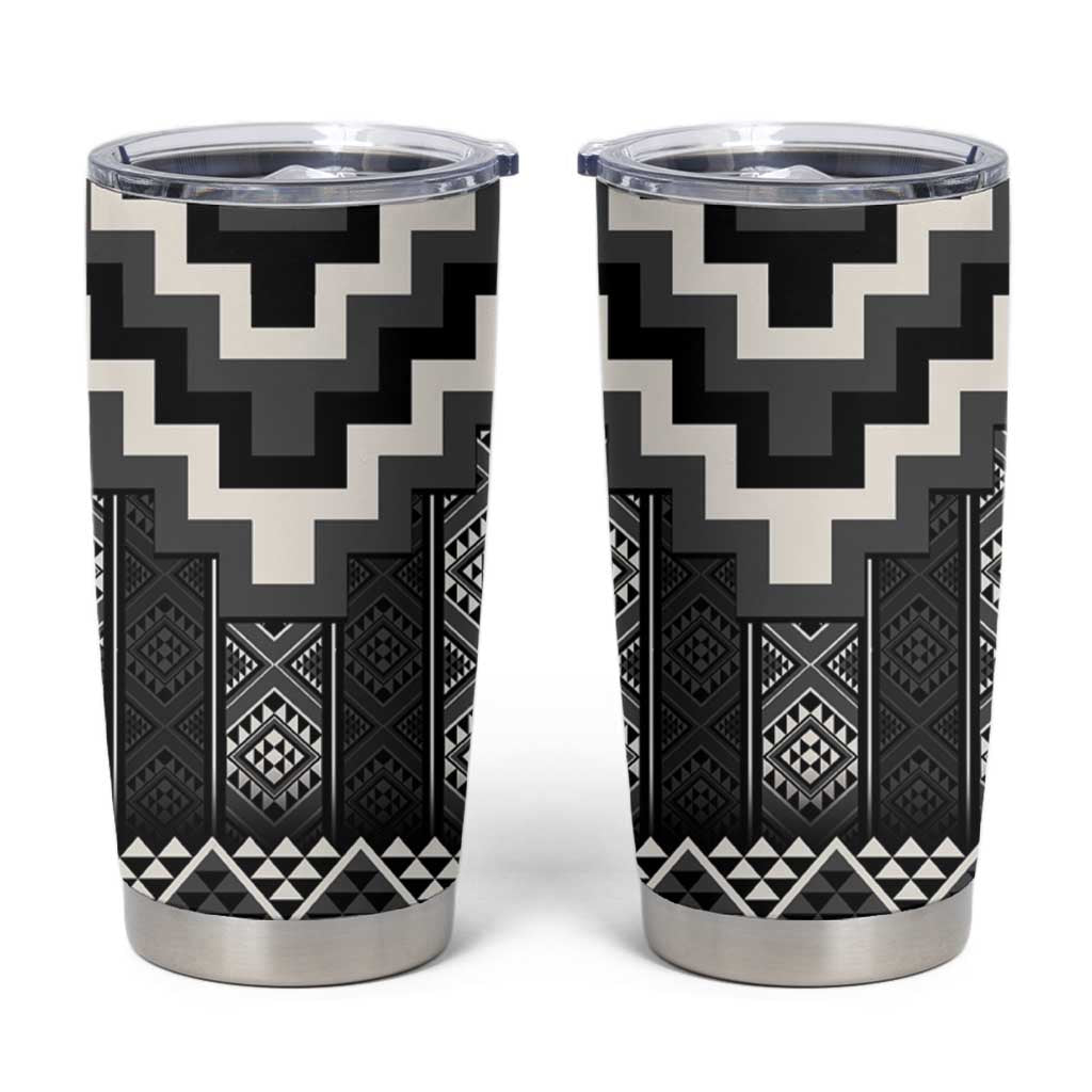Black Taniko Aotearoa Tumbler Cup Niho Taniwha Mix Poutama LT14