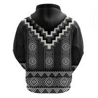 Black Taniko Aotearoa Zip Hoodie Niho Taniwha Mix Poutama LT14