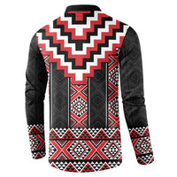 Red Taniko Aotearoa Button Sweatshirt Niho Taniwha Mix Poutama LT14