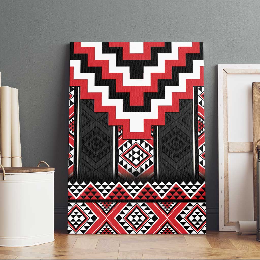 Red Taniko Aotearoa Canvas Wall Art Niho Taniwha Mix Poutama LT14