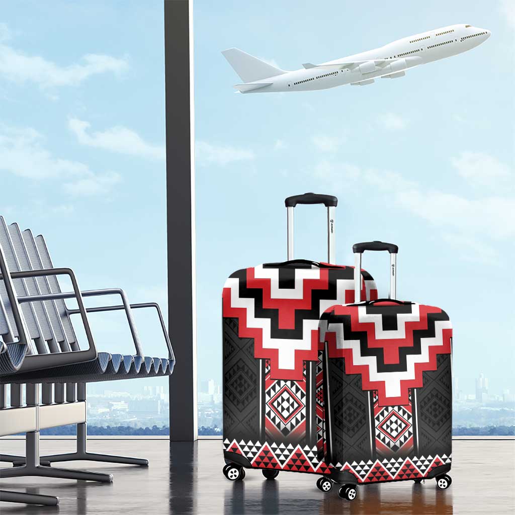 Red Taniko Aotearoa Luggage Cover Niho Taniwha Mix Poutama LT14