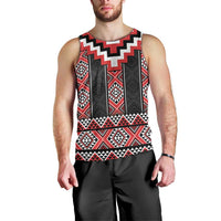 Red Taniko Aotearoa Men Tank Top Niho Taniwha Mix Poutama LT14