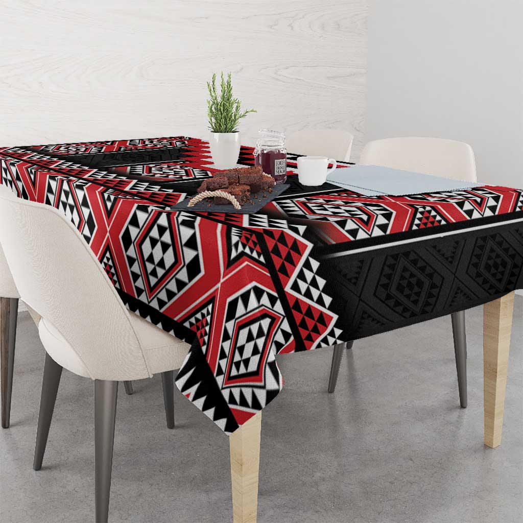 Red Taniko Aotearoa Tablecloth Niho Taniwha Mix Poutama LT14