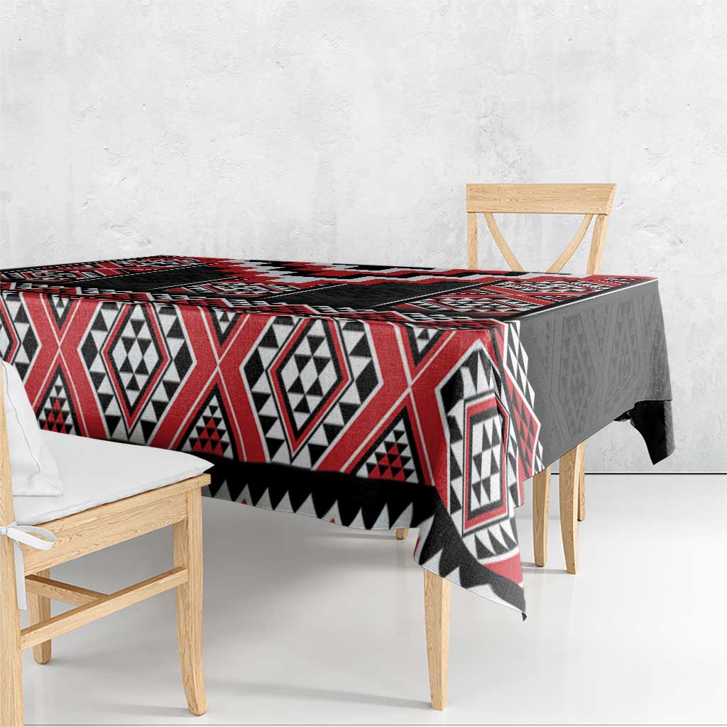 Red Taniko Aotearoa Tablecloth Niho Taniwha Mix Poutama LT14