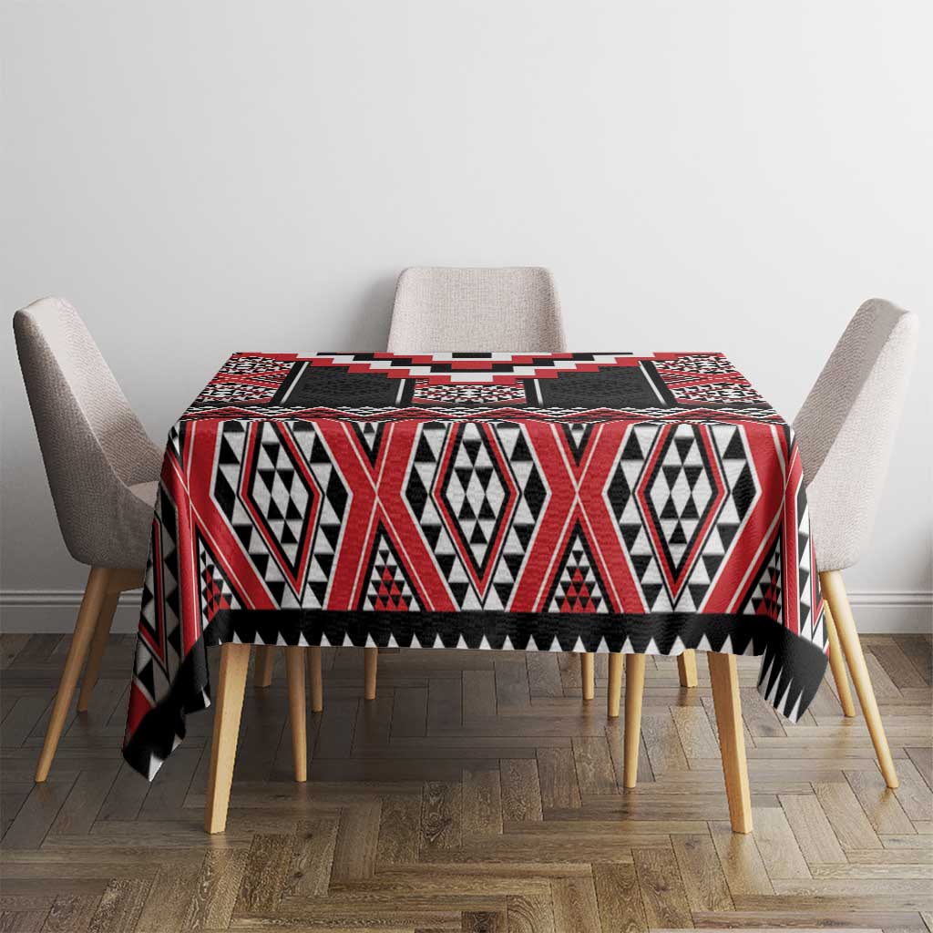 Red Taniko Aotearoa Tablecloth Niho Taniwha Mix Poutama LT14