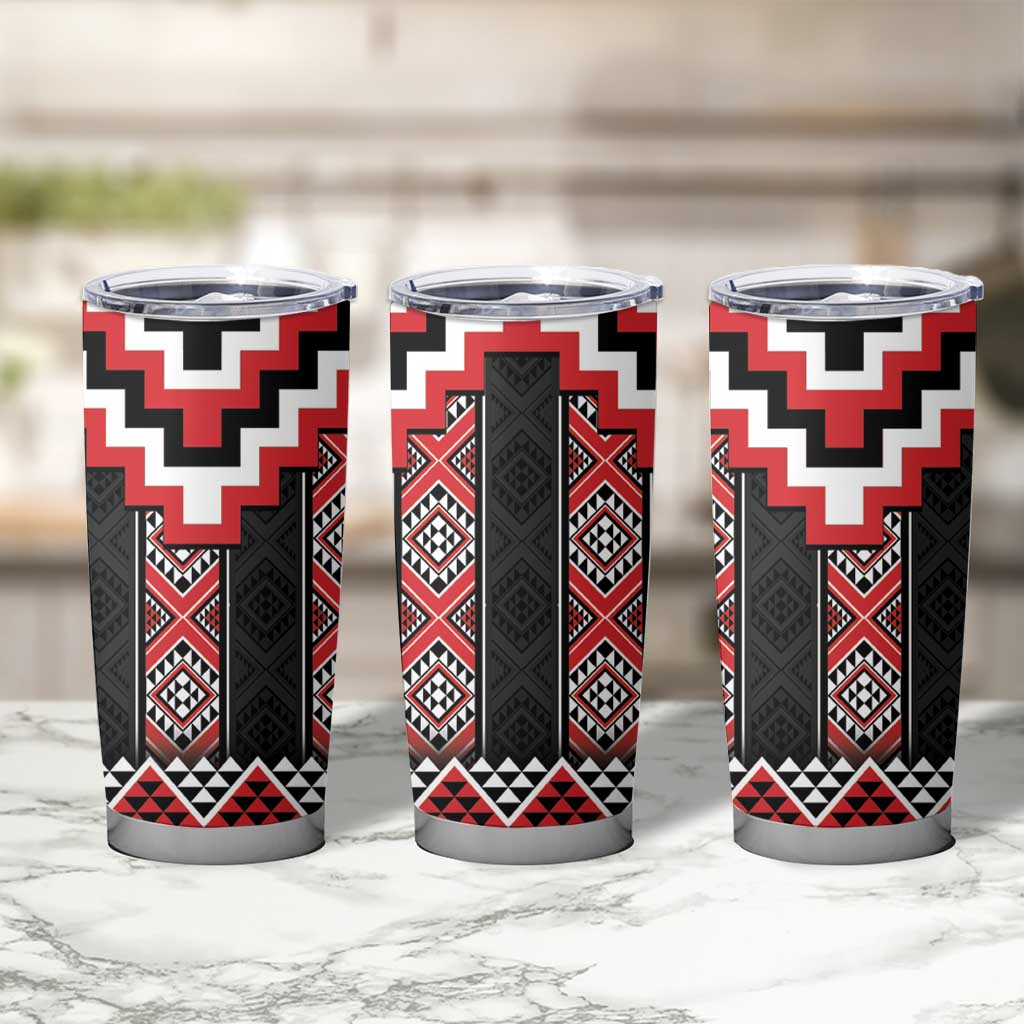 Red Taniko Aotearoa Tumbler Cup Niho Taniwha Mix Poutama LT14