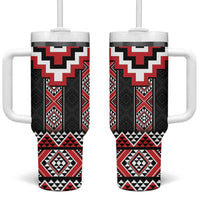 Red Taniko Aotearoa Tumbler With Handle Niho Taniwha Mix Poutama LT14
