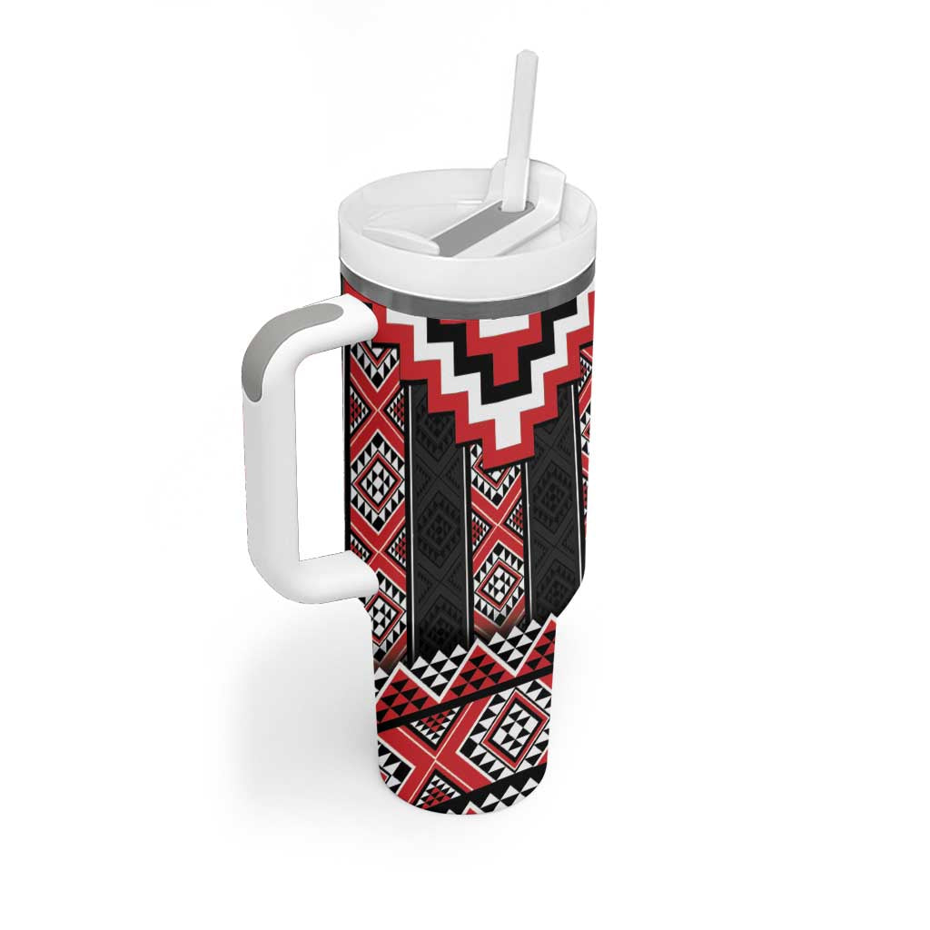 Red Taniko Aotearoa Tumbler With Handle Niho Taniwha Mix Poutama LT14