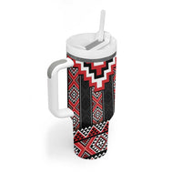 Red Taniko Aotearoa Tumbler With Handle Niho Taniwha Mix Poutama LT14