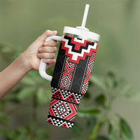 Red Taniko Aotearoa Tumbler With Handle Niho Taniwha Mix Poutama LT14