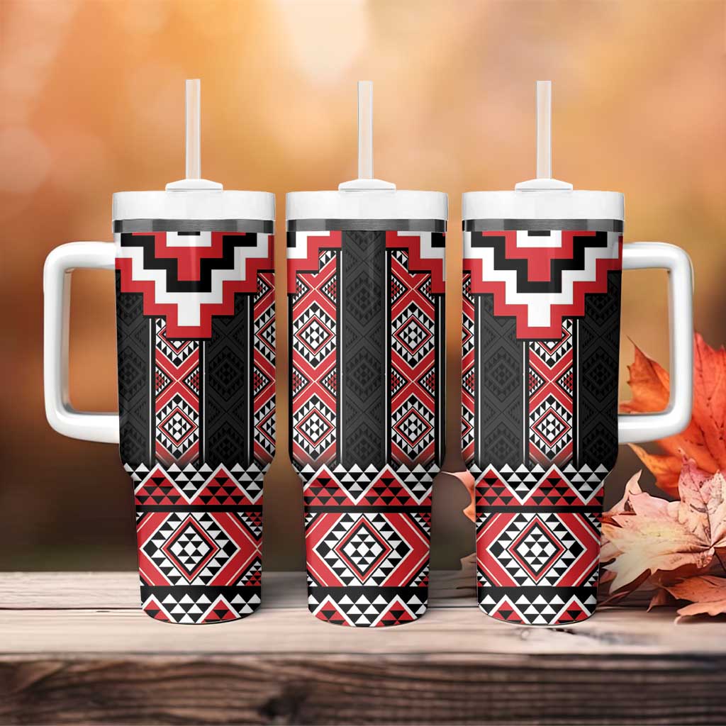 Red Taniko Aotearoa Tumbler With Handle Niho Taniwha Mix Poutama LT14