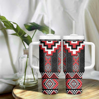 Red Taniko Aotearoa Tumbler With Handle Niho Taniwha Mix Poutama LT14