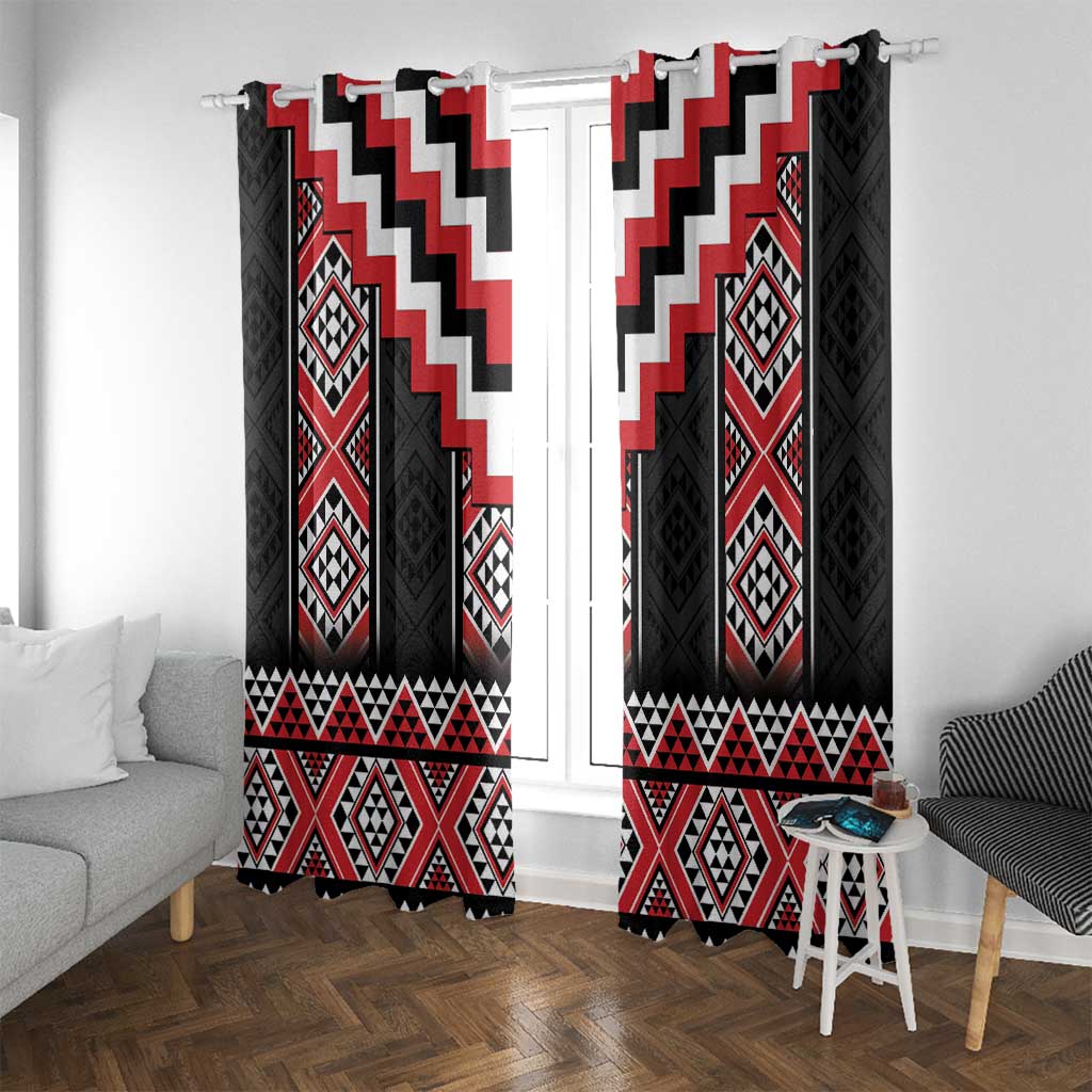 Red Taniko Aotearoa Window Curtain Niho Taniwha Mix Poutama LT14