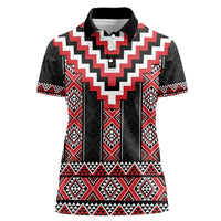 Red Taniko Aotearoa Women Polo Shirt Niho Taniwha Mix Poutama LT14