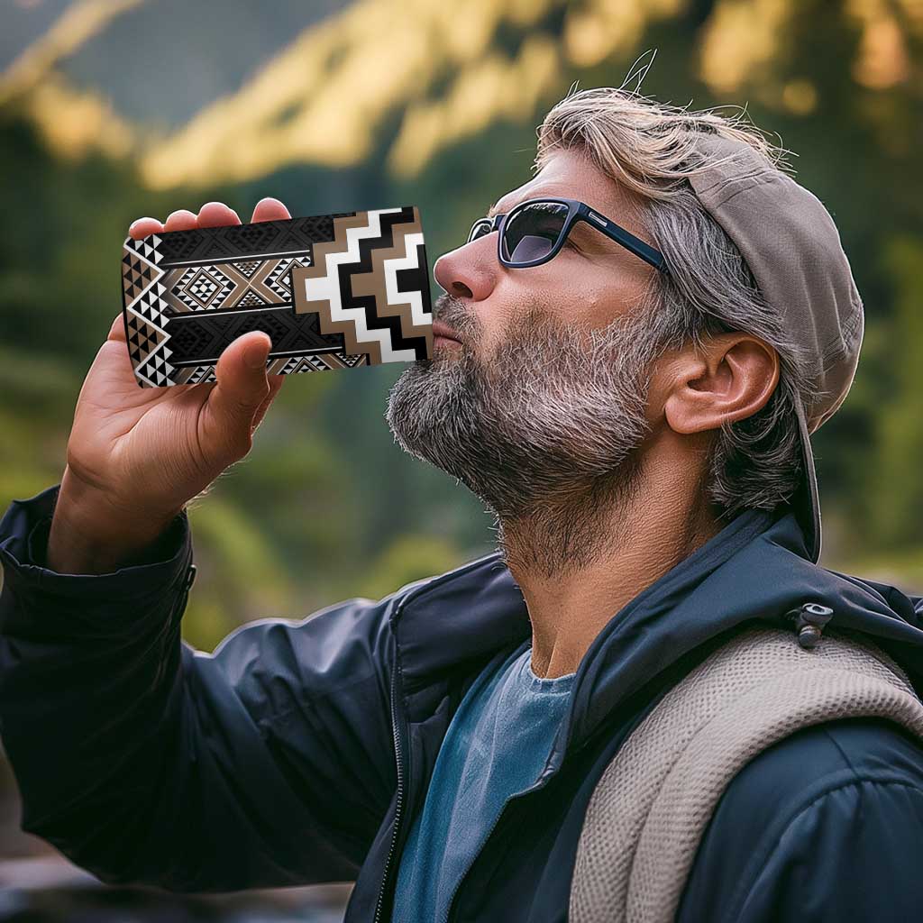 Brown Taniko Aotearoa 4 in 1 Can Cooler Tumbler Niho Taniwha Mix Poutama LT14