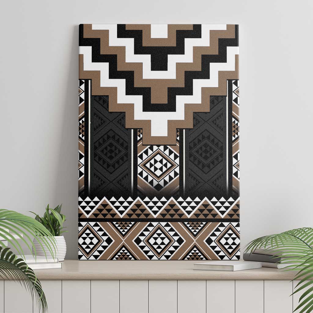 Brown Taniko Aotearoa Canvas Wall Art Niho Taniwha Mix Poutama LT14