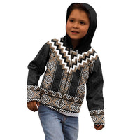 Brown Taniko Aotearoa Kid Hoodie Niho Taniwha Mix Poutama LT14 - Polynesian Pride