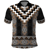 Brown Taniko Aotearoa Polo Shirt Niho Taniwha Mix Poutama LT14