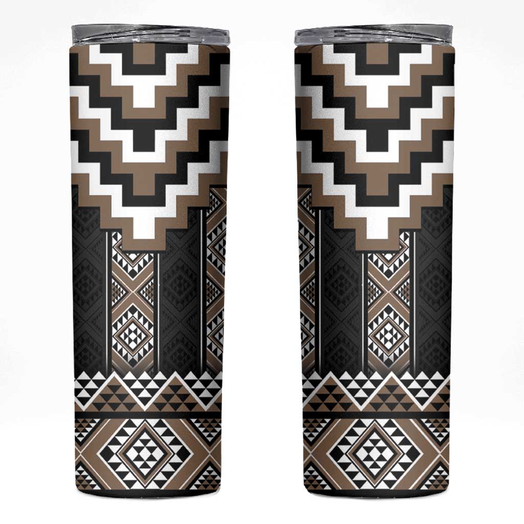 Brown Taniko Aotearoa Skinny Tumbler Niho Taniwha Mix Poutama LT14