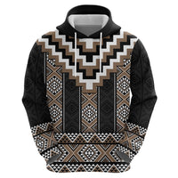 Brown Taniko Aotearoa Zip Hoodie Niho Taniwha Mix Poutama LT14