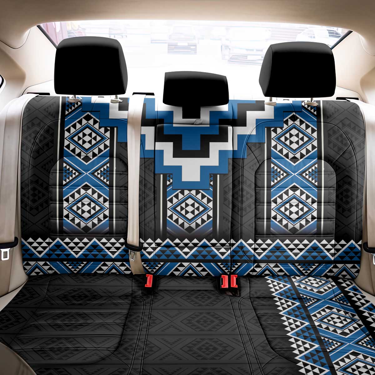 Blue Taniko Aotearoa Back Car Seat Cover Niho Taniwha Mix Poutama LT14