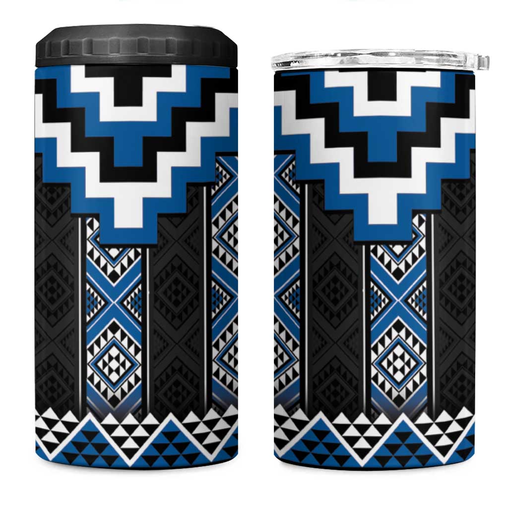 Blue Taniko Aotearoa 4 in 1 Can Cooler Tumbler Niho Taniwha Mix Poutama LT14