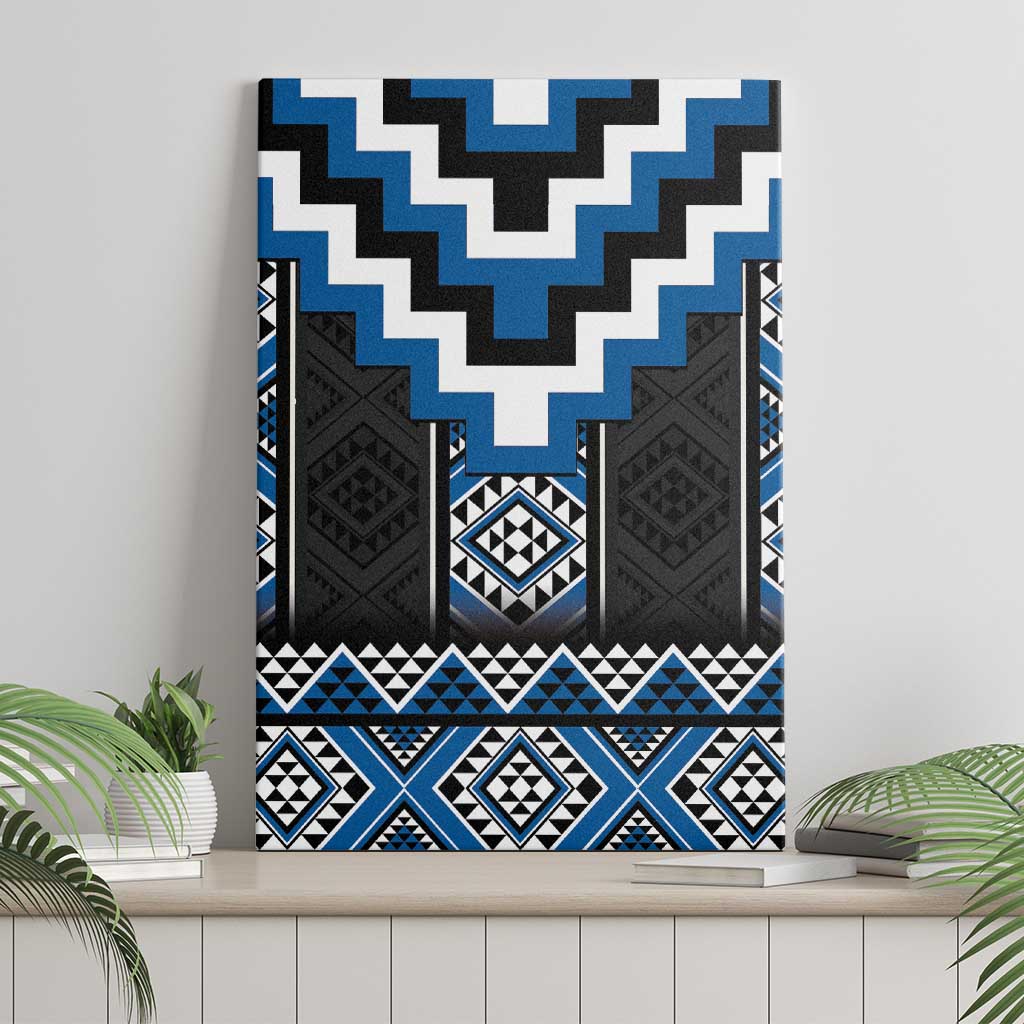 Blue Taniko Aotearoa Canvas Wall Art Niho Taniwha Mix Poutama LT14