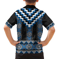 Blue Taniko Aotearoa Kid Hawaiian Shirt Niho Taniwha Mix Poutama LT14