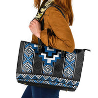 Blue Taniko Aotearoa Leather Tote Bag Niho Taniwha Mix Poutama LT14