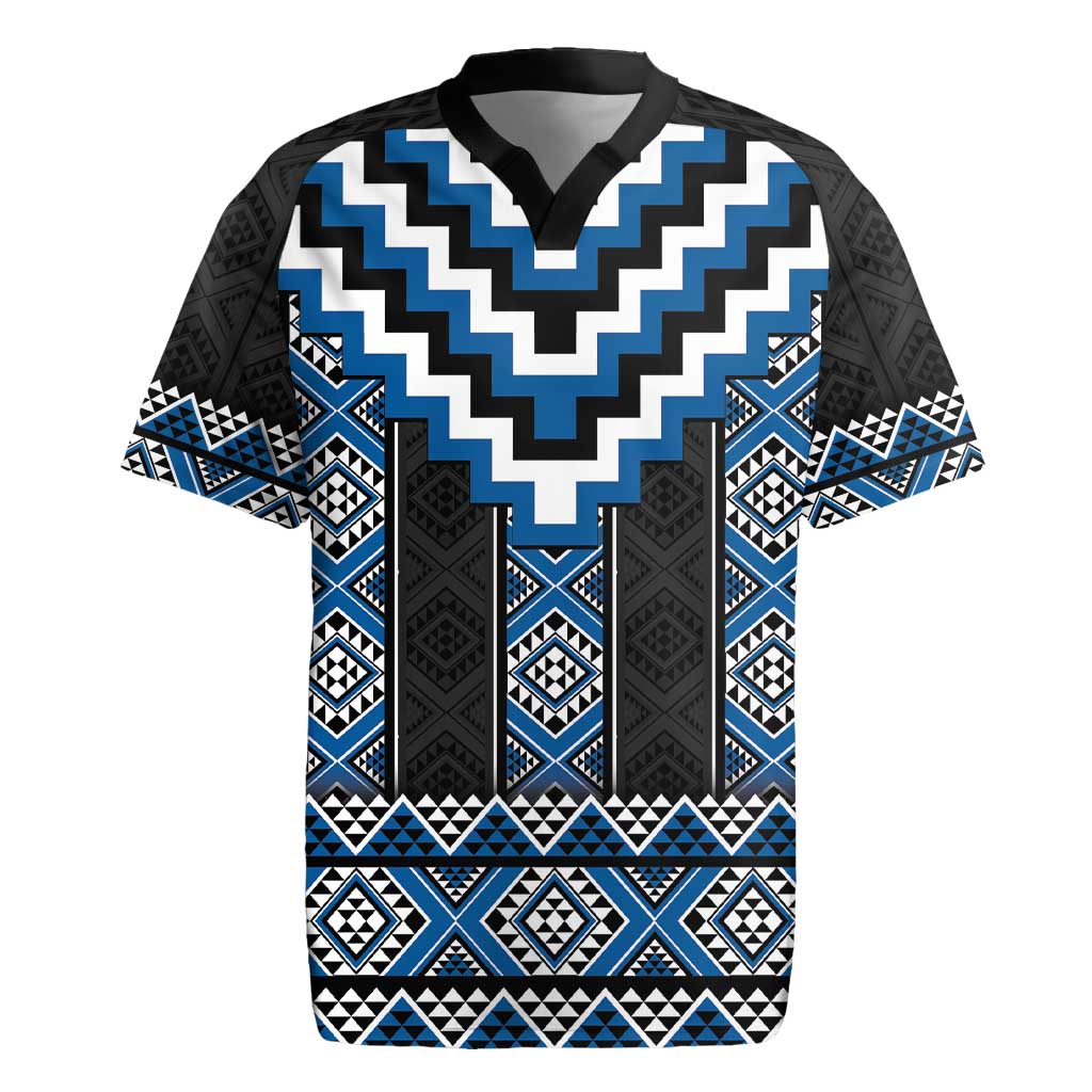 Blue Taniko Aotearoa Rugby Jersey Niho Taniwha Mix Poutama LT14